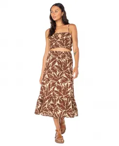 Юбка миди Malia Cotton Printed с многоуровневым рисунком для юниоров Roxy, коричневый/бежевый