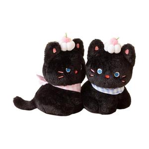 AOLETU Милый кремовый плюшевый котенок в слюнявчике, высота 25 см