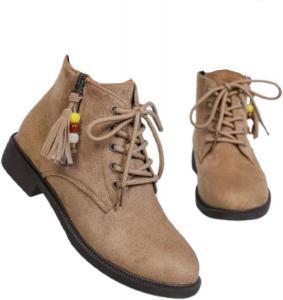 Женские ботинки​​ Осенние ботинки​ на шнуровке, с устойчивым каблуком для женщин Generic, Khaki -H