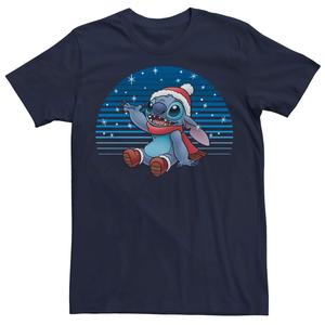 Мужская футболка Lilo & Stitch Christmas Stitch Snowfall Portrait Disney