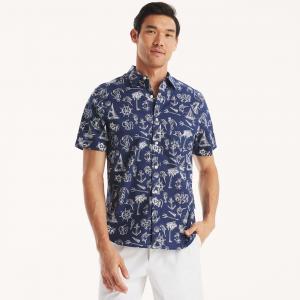 Мужская рубашка Nautica с коротким рукавом и принтом, цвет j navy