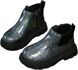 Детские ботильоны для девочек с боковой молнией, милым бантом, зимние снежные сапожки 2025 года, водонепроницаемые, с нескользящей подошвой, короткие, удобные, на массивной подошве, боевые ботинки Generic, A02 Black