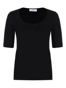 Топ с круглым вырезом и короткими рукавами Gran Sasso, черный