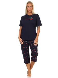 NORMANN Пижама-капри с короткими рукавами и вишнями - 61955, темно-синего цвета