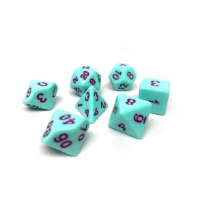 Мятный непрозрачный с темно-бордовым (7), Dice - 7 Piece Poly Sets - Assorted (Easy Roller Dice)
