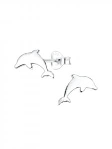 Alexander York Серьги-гвоздики в виде дельфинов, из серебра 925 пробы, комплект из 2 штук