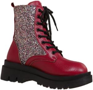 Женские ретро ботинки большого размера с круглым носком, на шнуровке и с толстой подошвой SPKFHD, Red