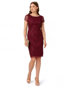 Женское платье-футляр с рукавами-крылышками, расшитое бисером Adrianna Papell, красный