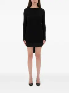 Трикотажное мини-платье с ребристой вязкой и завязкой Moschino Jeans, черный