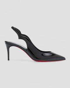 Туфли с открытой пяткой на лакированной подошве Hot Chick на красной подошве Christian Louboutin, цвет Black