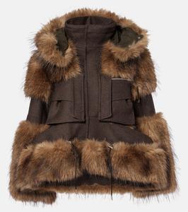 Шерстяной блузон Sacai, Brown X Beige