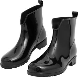 Женские короткие дождевые ботинки DaeRainy до щиколотки водонепроницаемые легкие Челси дождевые ботинки для женщин ботинки для сада, Fashion Black