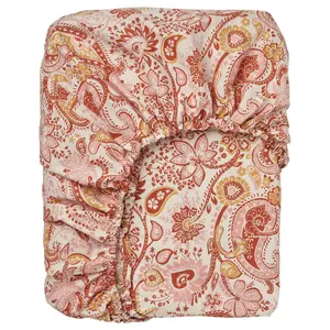 Простыня на резинке Rodgersia Ikea, 140х200 см, розовый/белый