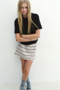 Блестящая мини-юбка со структурой H&M, бежевый