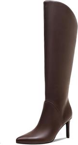 Женские сапоги выше колена с высоким каблуком-стилетто, заостренным носком, длинные модные сапоги на каждый день Cervigado, Brown