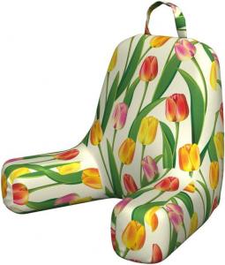 Наволочка для подушки для чтения Lunarable Tulip, повторяющийся узор из переплетенных желтых тюльпанов и листвы, изящный графический дизайн в стиле плитки, мягкая набивная наволочка для кровати, маленький размер, многоцветная., Multicolor