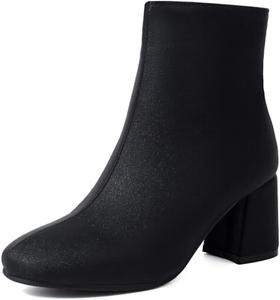 Женские модные ботильоны Aflngle с массивным каблуком, круглым закрытым носком, боковой молнией, удобные, на застежке, для вечеринок, свадеб, выпускных, короткие ботинки, Black