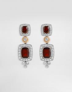 Серьги eleganza из белого и розового золота 18 карат с гранатами и сапфирами Dolce & Gabbana, белый