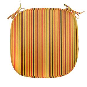 ABAKUHAUS Абстрактная подушка для обеденного стула Яркие вертикальные линии Декоративная водонепроницаемая подушка с ремнями для кухонных сидений 40 см x 40 см Оранжевый бархатный бордовый, коричневый