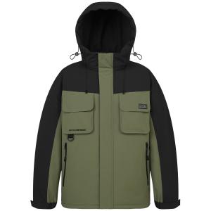 CAMEL Теплая флисовая серия пуховик Unisex, Dark Olive Green/Phantom Black