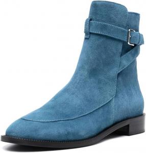 Женские ботильоны с закрытым носком, низкий массивный каблук, ремешок с пряжкой, на плоской подошве, для ежедневной носки в офисе и прогулок, размеры 4-16 США Wo wagas, Blue