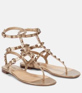Кожаные сандалии Rockstud Valentino Garavani, металлик