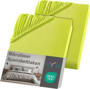 Простыня на резинке DreamScience из микрофибры 140 x 200 - 160 x 200 см, цвет Яблочно-зеленый, 2 шт., для матрасов высотой до 22 см - мягкая и эластичная, эластичная по всей поверхности, не требует глажки NYVI