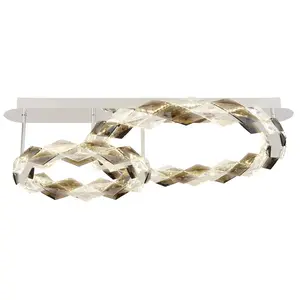 Потолочный светильник LED KARILION с LED-модулем, дневной белый свет, потолочная лампа/акриловые кристаллы дымчатого цвета/диаметр колец: 55 см и 37 см Globo Lighting, Verchromt