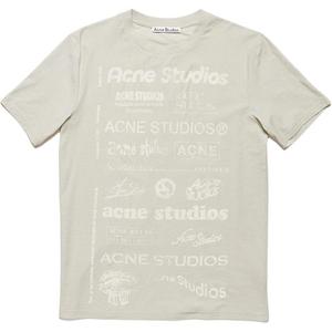 Футболка из органического хлопка с принтом логотипа Acne Studios, цвет травяной зелёный