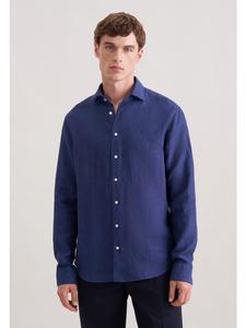 Seidensticker Обычная льняная рубашка темно-синего цвета