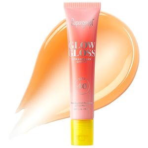 Блеск для губ Glow Gloss SPF 40 с пептидами и маслом ши Supergoop!, 0.5 oz/15 mL, Strawberry Spritz