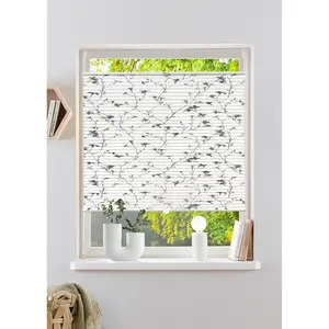 Мой дом Plissee MINNA защита от света без сверления, натягивается по готовому размеру с цветочным принтом, крепления на зажим НОВИНКА! My Home, серый