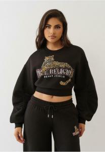 Толстовка True Religion CRYSTL LEOPARD RUCHED SLVS, Black