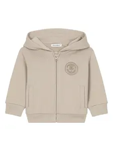 Худи на молнии с вышитым логотипом Dolce & Gabbana Kids, нейтральный