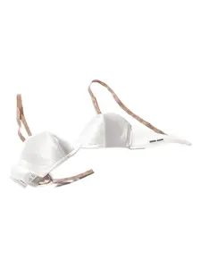 Атласный бюстгальтер с нашивкой-логотипом MIU MIU, белый