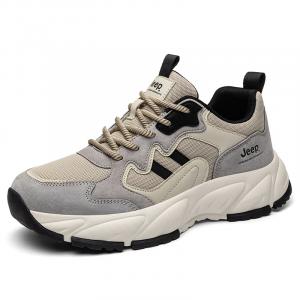 Туристические ботинки для активного отдыха Outdoor Sports Casual Travel Mesh с противоскользящей, износостойкой и дышащей подошвой для увеличения роста Jeep, светло-серый-standard sports shoe size