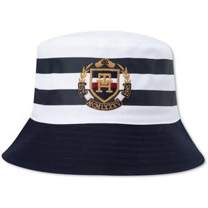 Tommy Hilfiger Хлопковая шляпа-ведро мужская темно-синяя в белую полоску, Dark Blue White Stripes 0G0