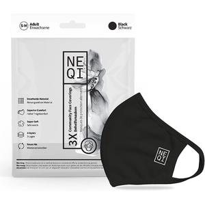 Черная маска для лица NEQI, многоразовая, 3-кратная, унисекс, с 3-слойной защитой, легкая и удобная, S Упаковка из 3 шт