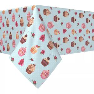 Прямоугольная скатерть, 100% полиэстер, 60х84 дюйма, винтажные кексы и горошек