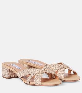 Санданс бич 35 рафия мюли Aquazzura, Multi Natural