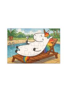 Mr. & Mrs. Panda Дизайн в виде единорога-пазла с цветочным хвостом, без надписи, белого цвета