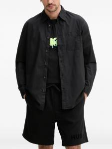 Рубашка с вышитым логотипом HUGO, черный