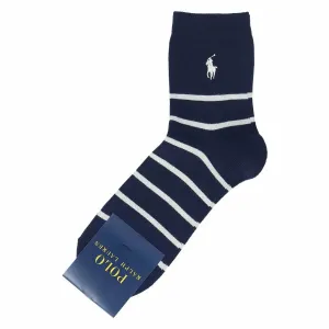 Короткие носки POLO RALPH LAUREN с полоской на мыске и вышивкой в виде пони, цвет 67. Iron Blue