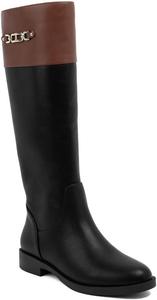 Женские сапоги для верховой езды Jones New York - классические высокие сапоги до колена с золотой пряжкой, боковой молнией и удобным низким каблуком для работы или повседневной носки