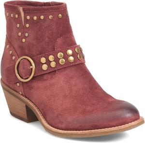 Женские ботильоны FOWT в стиле ковбой с V-образным вырезом, короткие ботинки с металлическими заклепками, молния сбоку, низкий каблук-блок с полосками, металлическая пряжка, повседневные модные рабочие туфли, размер 4-16 US, Red