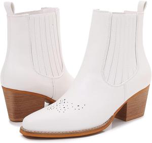 Женские ботильоны-челси на каблуке из искусственной кожи PU Mm, White