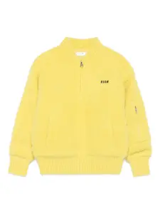 Куртка на молнии с вышитым логотипом MSGM Kids, желтый