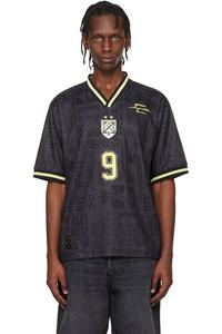 Off-White Черная футбольная майка с несколькими логотипами