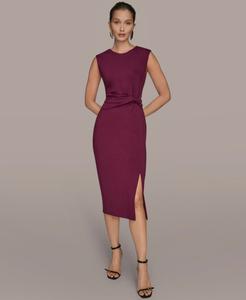 Женское платье-футляр с круглым вырезом Donna Karan New York, Berry