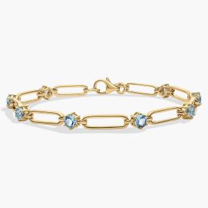 Круглый браслет-скрепка с небесно-голубым топазом из 14-каратного желтого золота Blue Nile